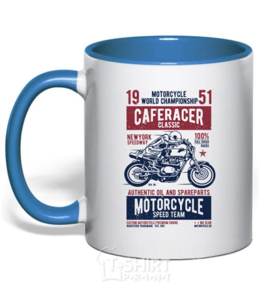 Mug with a colored handle Caferacer Classic Race royal-blue фото