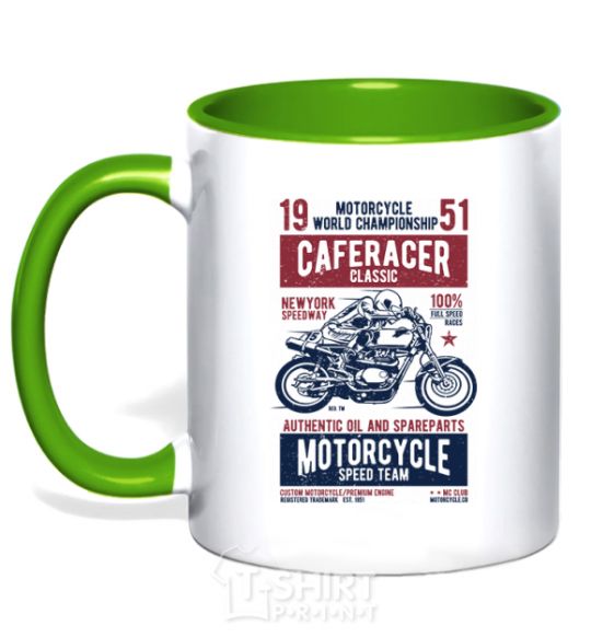 Mug with a colored handle Caferacer Classic Race kelly-green фото