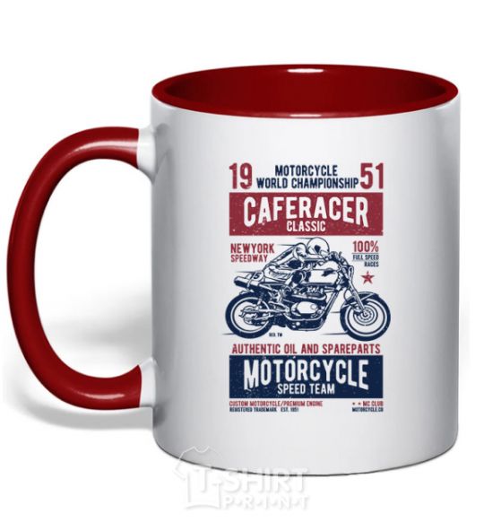 Mug with a colored handle Caferacer Classic Race red фото