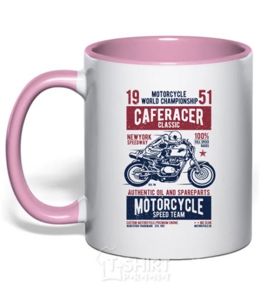 Mug with a colored handle Caferacer Classic Race light-pink фото