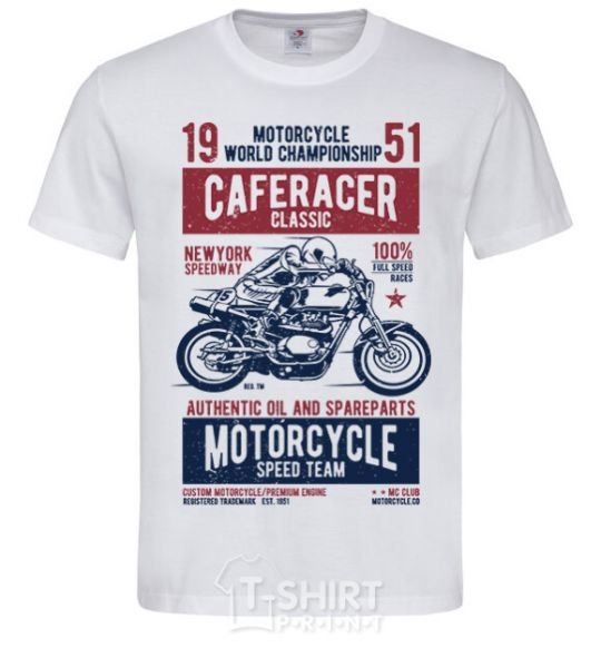 Men's T-Shirt Caferacer Classic Race White фото