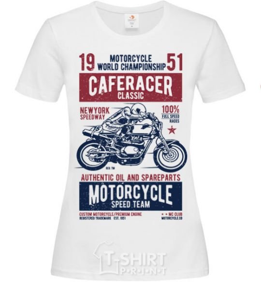 Women's T-shirt Caferacer Classic Race White фото