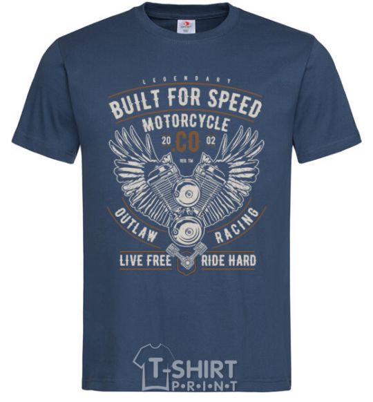 Мужская футболка Built For Speed Motorcycle Темно-синий фото