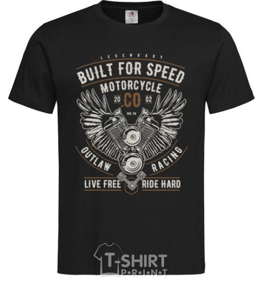 Мужская футболка Built For Speed Motorcycle Черный фото