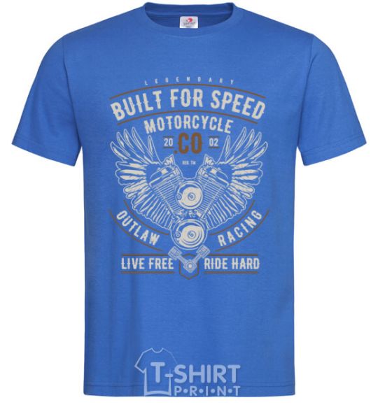 Мужская футболка Built For Speed Motorcycle Ярко-синий фото