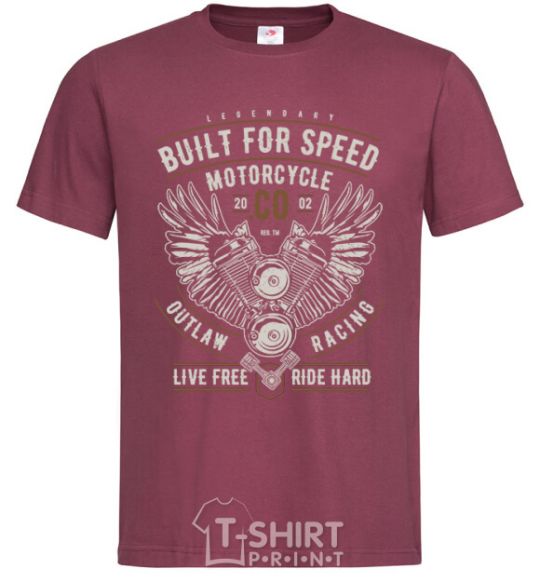 Men's T-Shirt Built For Speed Motorcycle burgundy фото