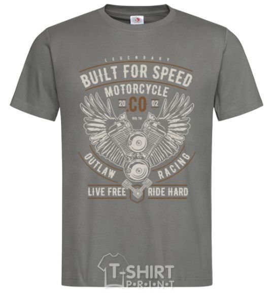 Men's T-Shirt Built For Speed Motorcycle dark-grey фото