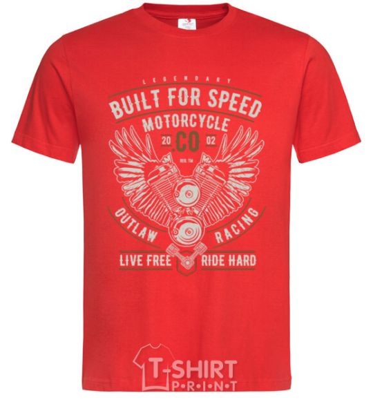 Men's T-Shirt Built For Speed Motorcycle red фото