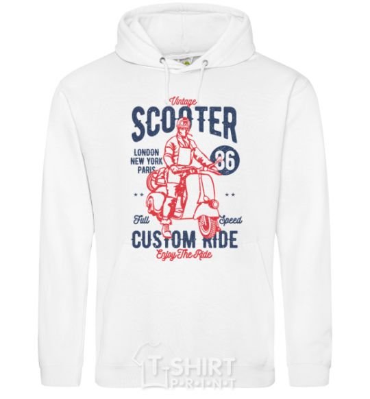 Men`s hoodie Vintage Scooter White фото
