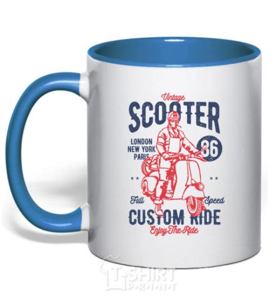 Mug with a colored handle Vintage Scooter royal-blue фото