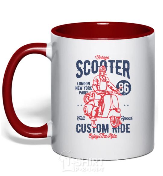 Mug with a colored handle Vintage Scooter red фото