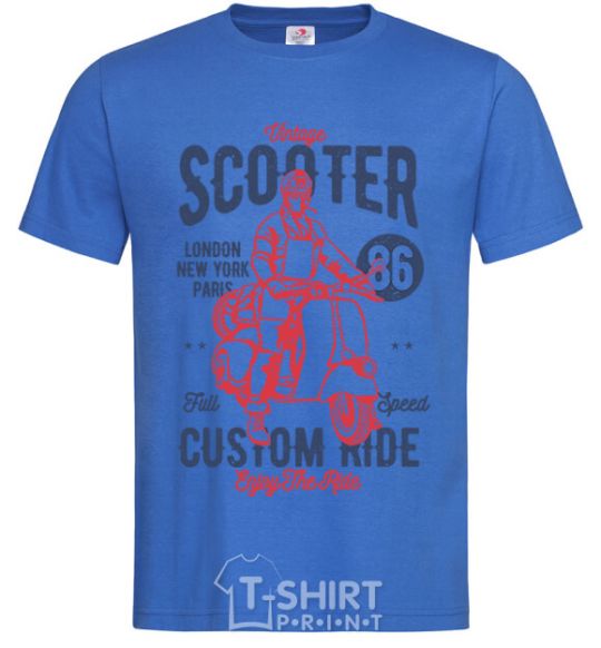 Мужская футболка Vintage Scooter Ярко-синий фото