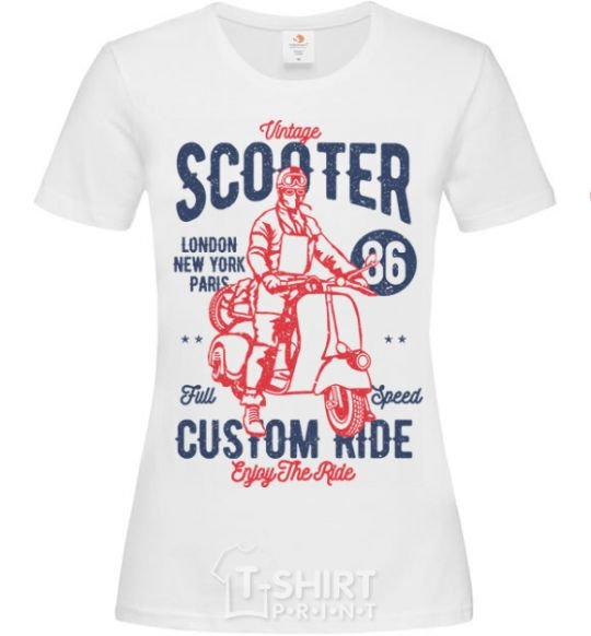 Women's T-shirt Vintage Scooter White фото