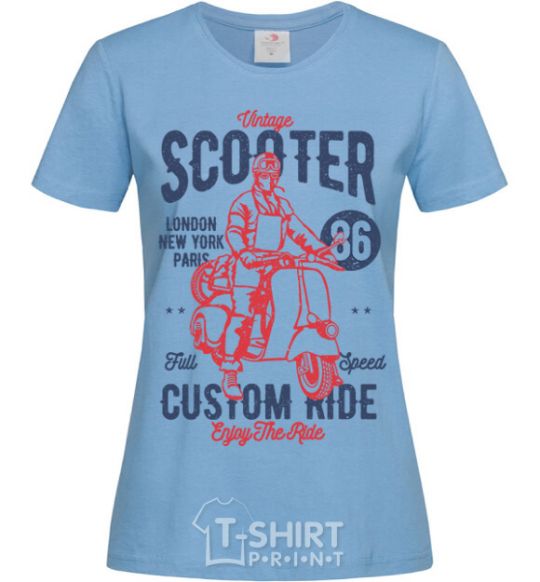 Женская футболка Vintage Scooter Голубой фото
