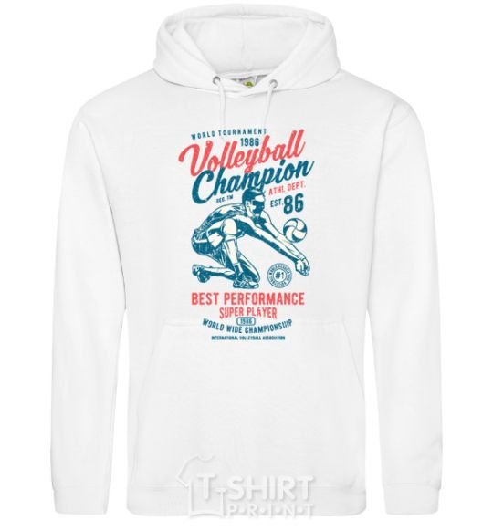 Men`s hoodie Volleyball Champion White фото