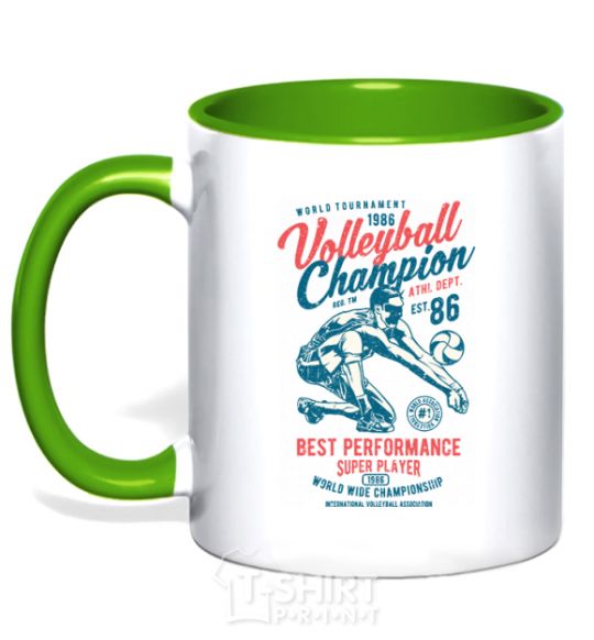 Mug with a colored handle Volleyball Champion kelly-green фото