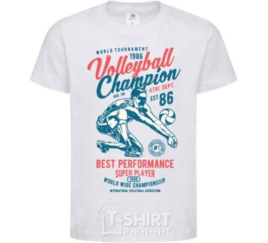 Kids T-shirt Volleyball Champion White фото