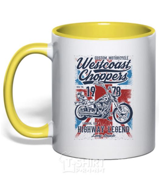 Mug with a colored handle Westcoast Choppers yellow фото