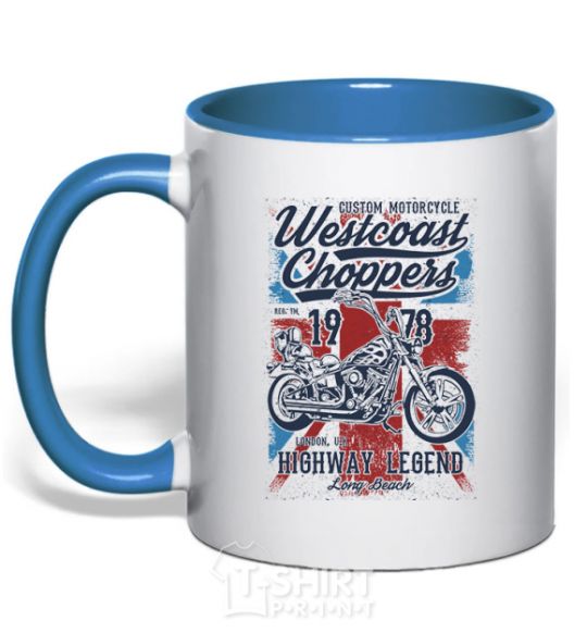 Mug with a colored handle Westcoast Choppers royal-blue фото