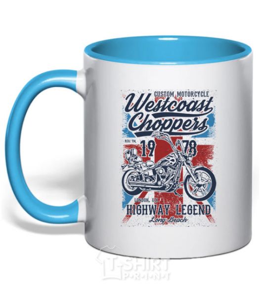 Mug with a colored handle Westcoast Choppers sky-blue фото