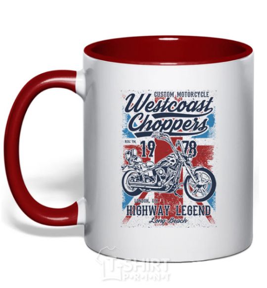 Mug with a colored handle Westcoast Choppers red фото