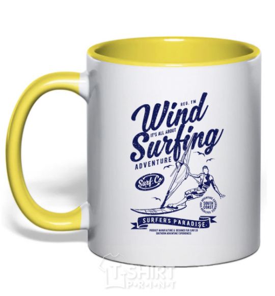 Чашка с цветной ручкой Wind Surfing Солнечно желтый фото