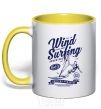 Mug with a colored handle Wind Surfing yellow фото