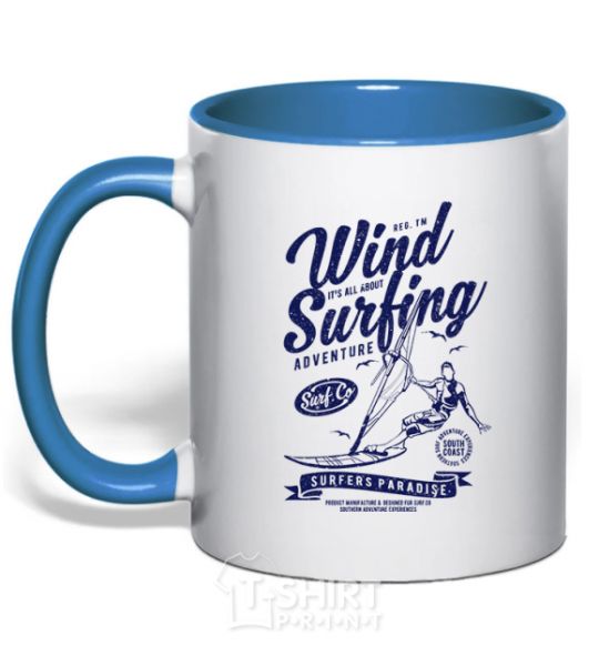 Mug with a colored handle Wind Surfing royal-blue фото