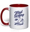 Mug with a colored handle Wind Surfing red фото