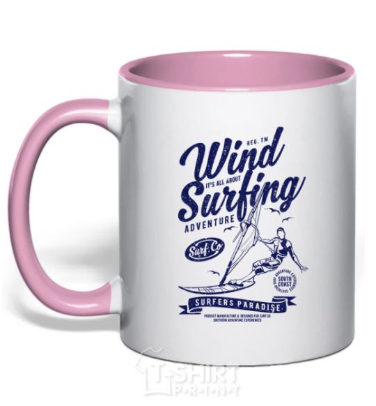 Mug with a colored handle Wind Surfing light-pink фото