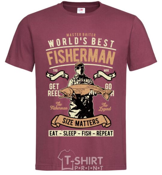 Men's T-Shirt World's Best Fisherman burgundy фото