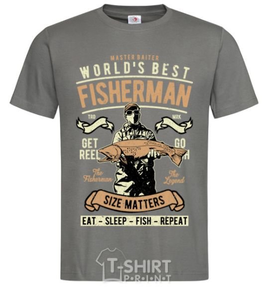 Men's T-Shirt World's Best Fisherman dark-grey фото