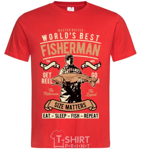 Men's T-Shirt World's Best Fisherman red фото