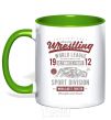 Mug with a colored handle Wrestling kelly-green фото