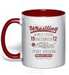 Mug with a colored handle Wrestling red фото