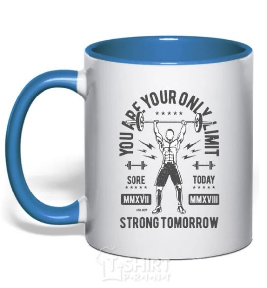 Mug with a colored handle You Are Your Only Limit royal-blue фото