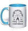 Mug with a colored handle You Are Your Only Limit sky-blue фото