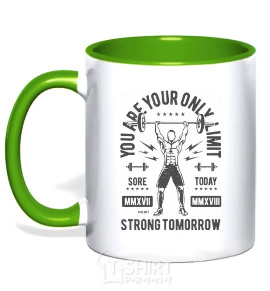 Mug with a colored handle You Are Your Only Limit kelly-green фото