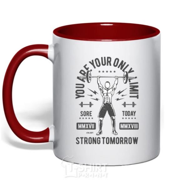 Mug with a colored handle You Are Your Only Limit red фото