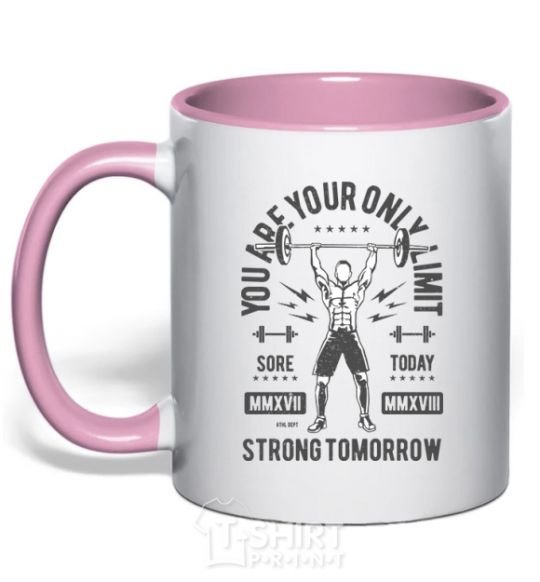 Mug with a colored handle You Are Your Only Limit light-pink фото