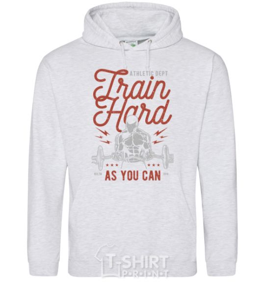 Men`s hoodie Train Hard as you can sport-grey фото