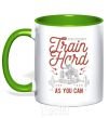 Mug with a colored handle Train Hard as you can kelly-green фото