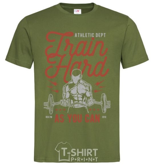 Men's T-Shirt Train Hard as you can millennial-khaki фото