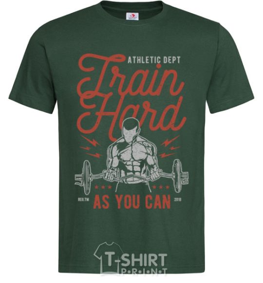 Men's T-Shirt Train Hard as you can bottle-green фото