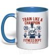 Mug with a colored handle Train Like A Champion royal-blue фото