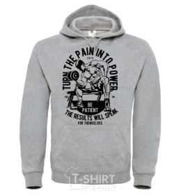 Men`s hoodie Turn The Pain Into Power sport-grey фото