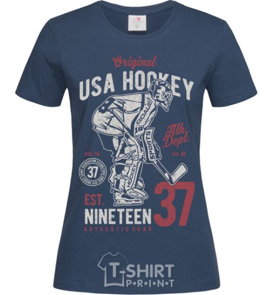 Женская футболка USA Hockey Темно-синий фото