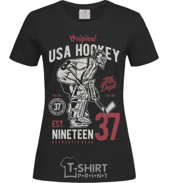Женская футболка USA Hockey Черный фото