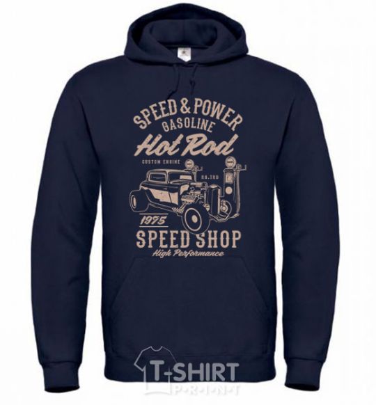 Мужская толстовка (худи) Speed & Power Hotrod Темно-синий фото