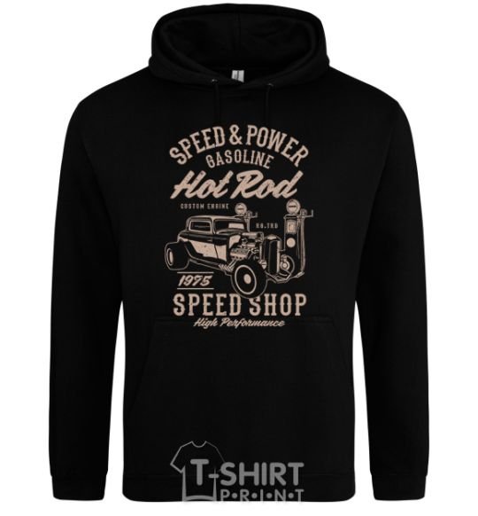 Men`s hoodie Speed & Power Hotrod black фото
